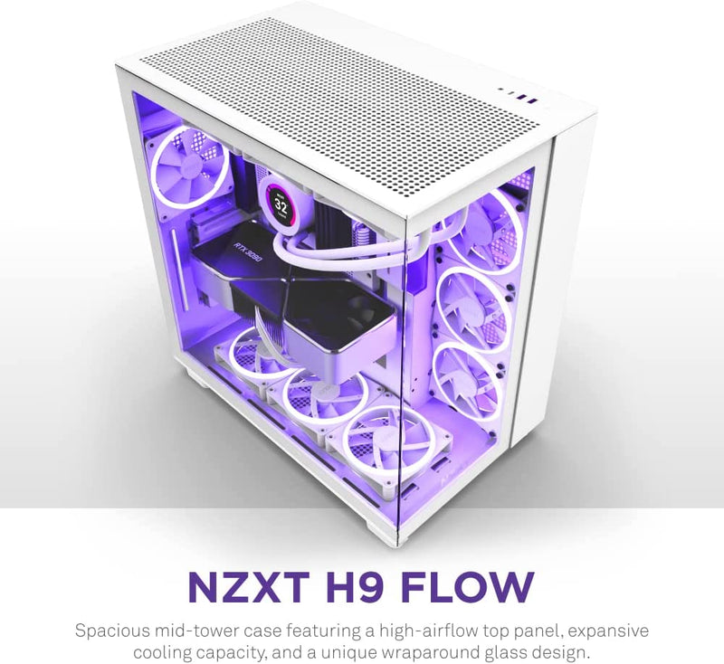 NZXT CM-H91FW-01 H9 FLOW EDITION ATX MID TOWER CASE. ALL WHITE