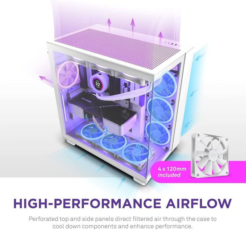 NZXT CM-H91FW-01 H9 FLOW EDITION ATX MID TOWER CASE. ALL WHITE