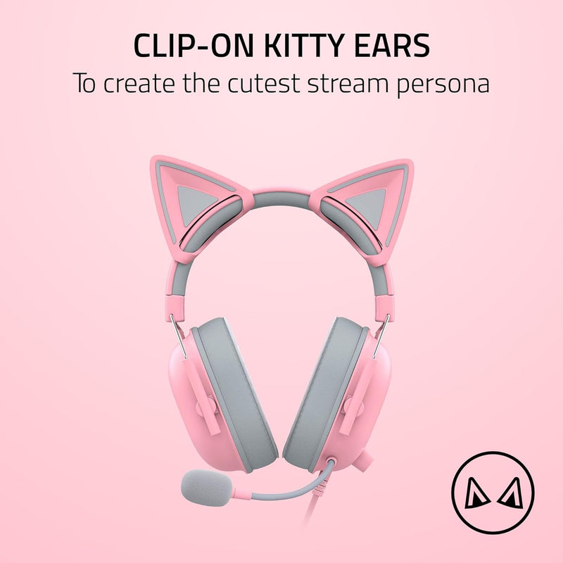 Razer RC21-02230200-R3M1 Kitty Ears V2 - Universal Fit Clip-on Kitty Ears for Headsets - Quartz Edition - FRML Packaging