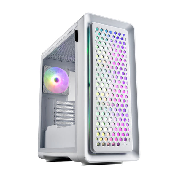FSP CUT593P White ATX Mid Tower Gaming Case. Tempered Glass, White.
