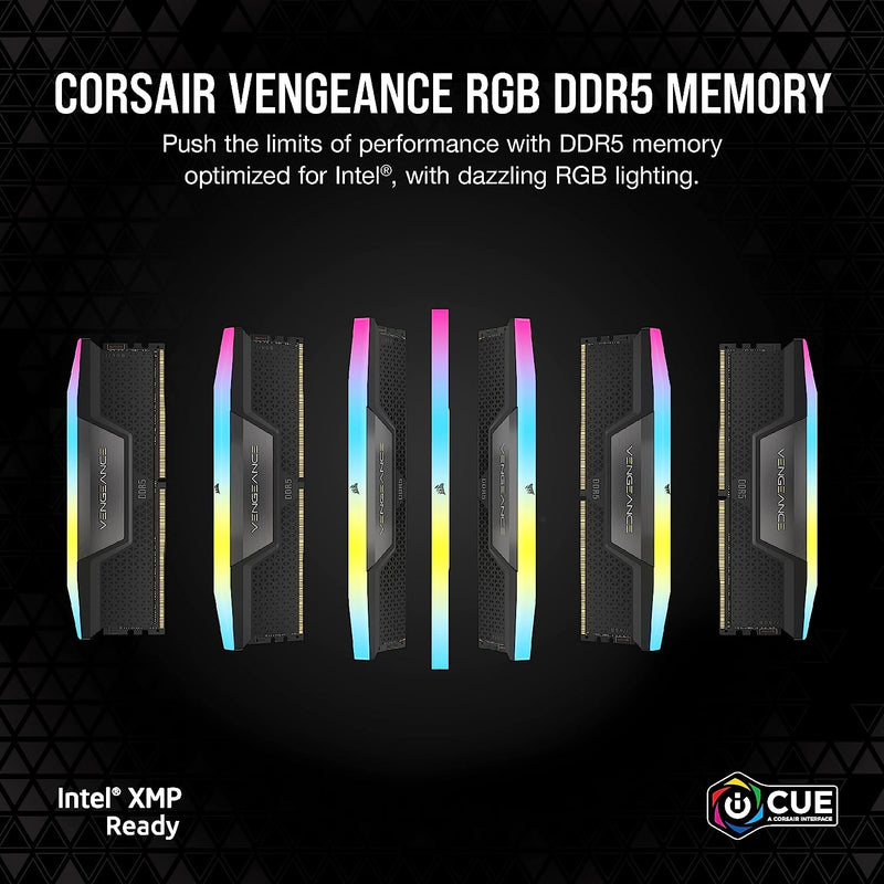 Corsair CMH32GX5M2E6000C36 VENGEANCE RGB 32GB (2x16GB) DDR5 DRAM 6000MT/s CL36 Memory Kit — Black