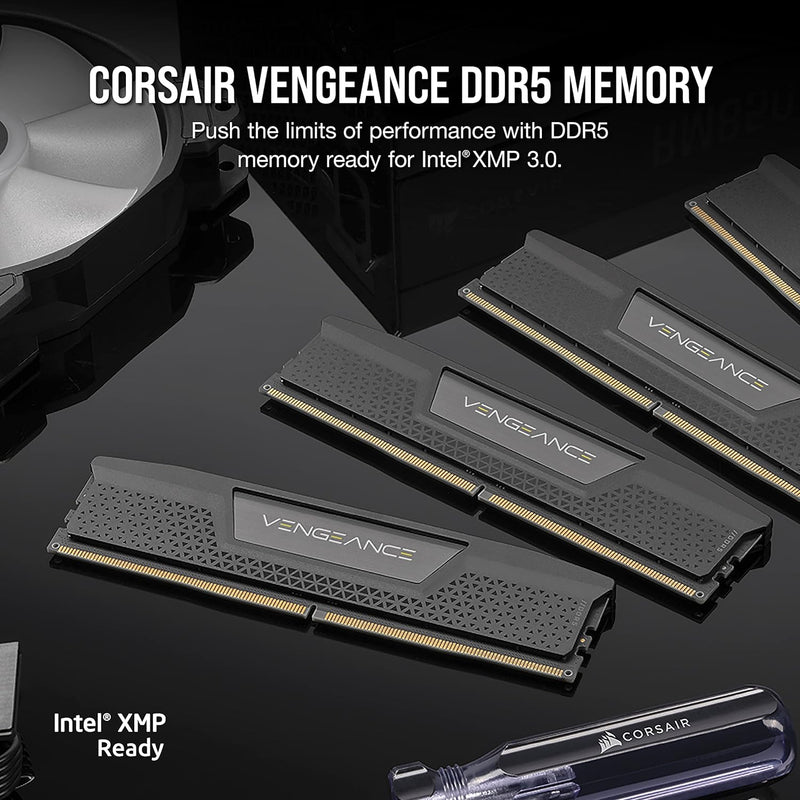Corsair CMK32GX5M2B5200C40 VENGEANCE® 32GB (2x16GB) DDR5 DRAM 5200MT/s CL40 Memory Kit — Black