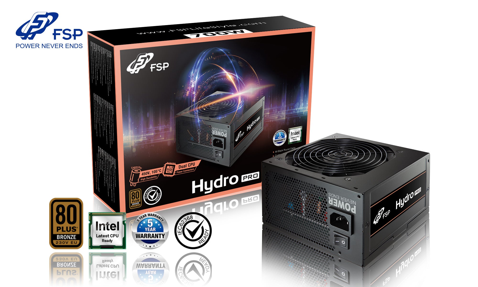 FSP HP2-700 HYDRO PRO 700W 80+ Bronze Non Modular Power Supply