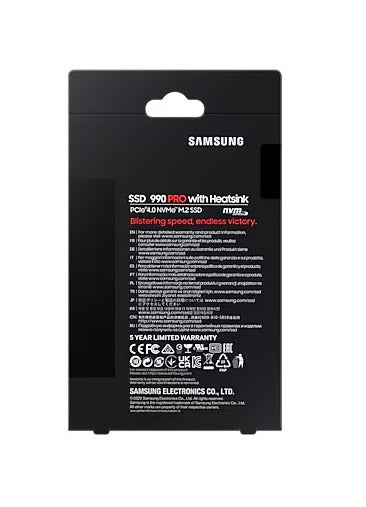 Samsung MZ-V9P2T0CW 990 PRO 2TB NVMe M.2 SSD with Heatsink