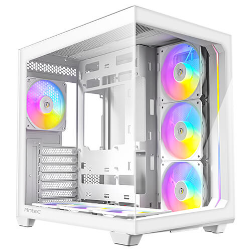 Antec C5 ARGB White ATX, mATX Seamless Edge to Edge, White Gaming Case, 270 degrees, 7x ARGB + PWM FAN Controller, Back Connect Motherboard, Dual Chamber