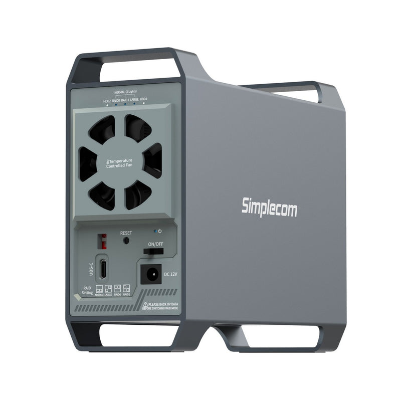 Simplecom SE482 SuperSpeed USB Dual Bay 3.5" SATA Hard Drive RAID Enclosure USB-C RAID 0/1, JBOD