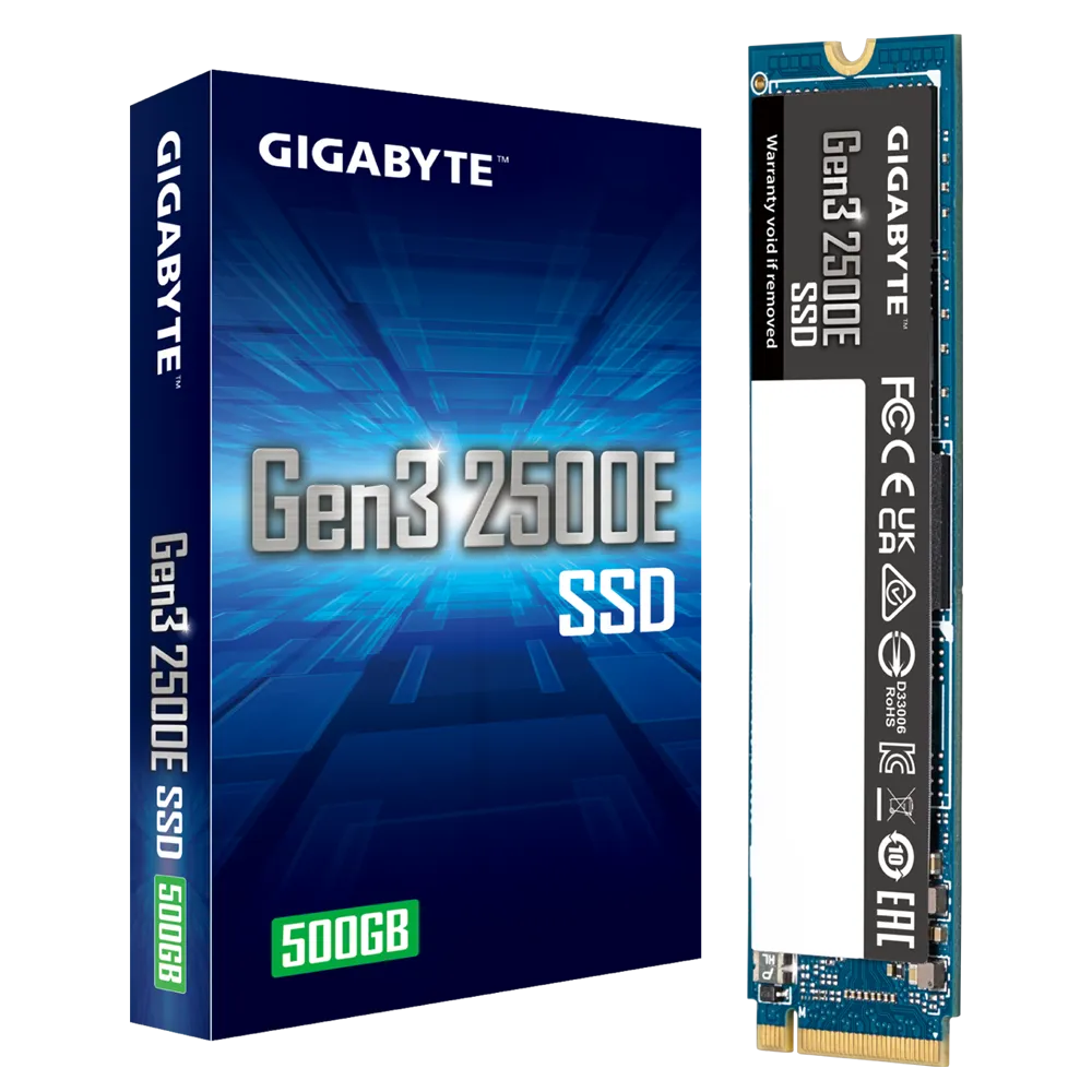 Gigabyte G325E 500G M2 500G PCIe 3.0x4, 2300/1500 MB/s 60k/240Kl MTBF 1.5m hr Limited 3 years or 240TBW
