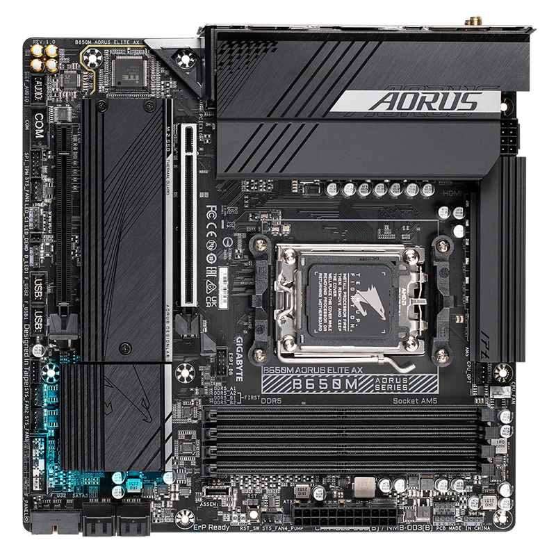 Gigabyte B650M AORUS ELITE AX 1.0 AMD AM5 ATX Motherboard 4x DDR5~128GB,2x PCIe x16, 2x M.2, 4x SATA 6, 7x USB 3.2, 1x USB-C, 4x USB 2.0