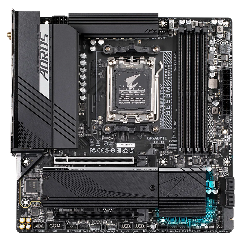 Gigabyte B650M AORUS ELITE AX 1.0 AMD AM5 ATX Motherboard 4x DDR5~128GB,2x PCIe x16, 2x M.2, 4x SATA 6, 7x USB 3.2, 1x USB-C, 4x USB 2.0