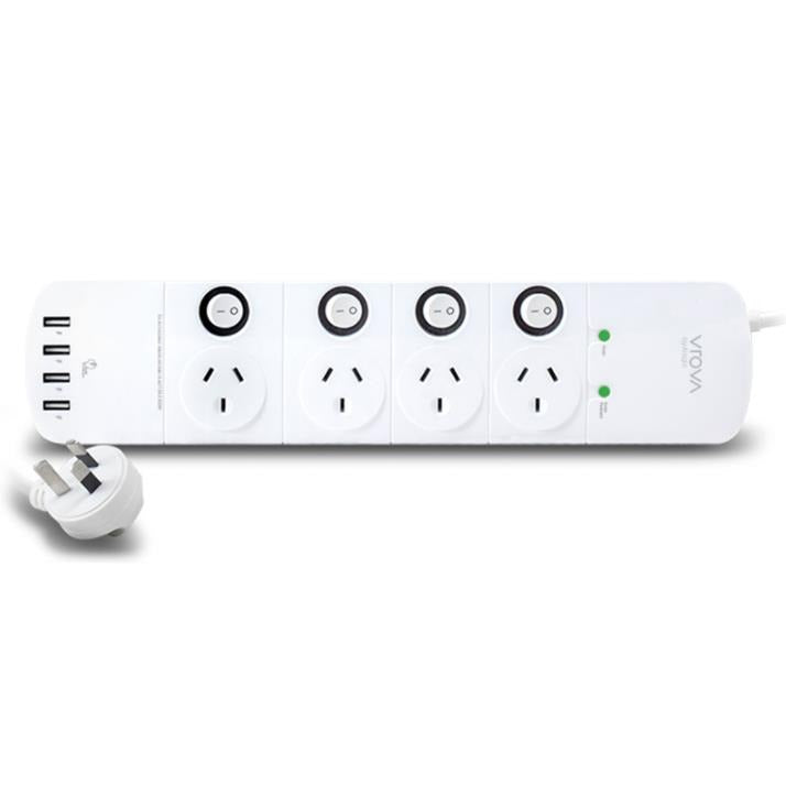Alogic Surge Overload 4 Outlet Protected Powerboard 4 Outlet with USB