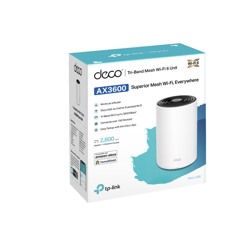 TP-Link Deco X68(1-pack) AX3600 Whole Home Mesh Tri-Band WiFi 6 System (Single Pack)
