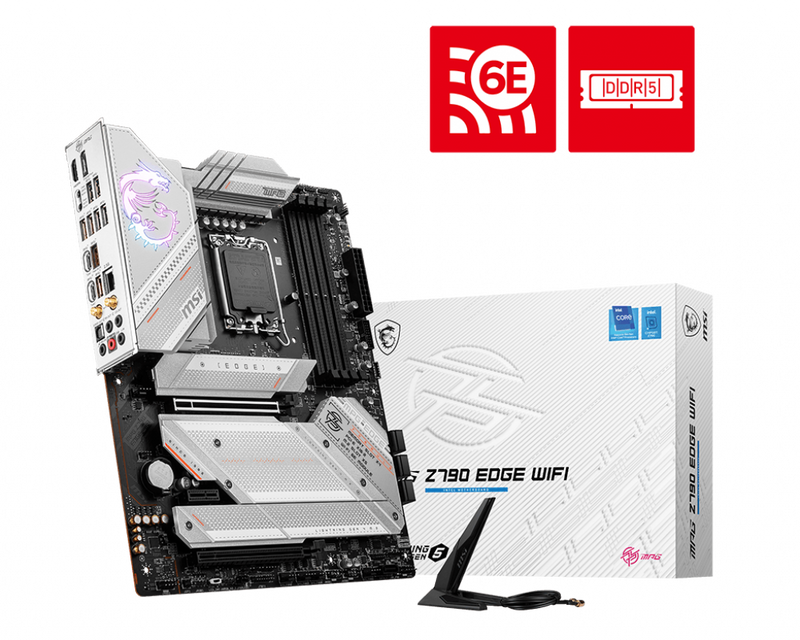 MSI MPG Z790 EDGE WIFI Intel LGA 1700 E-ATX Motherboard, 4x DDR5~128GB, 1x PCI-E x 16, 1x PCI-E x 4, 5x M.2, 7x SATA, 10x USB 3.2