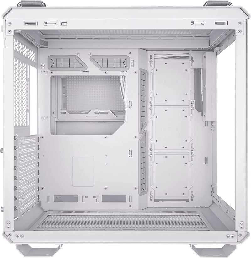 Asus GT502 TUF GAMING CASE WHT TG GT502 Tuf Gaming Case White Edition MID Tower ATX Case Tempered Glass Panel Support 360mm Cooler supports ATX PSUs up to 200mm. graphics card up to 400mm