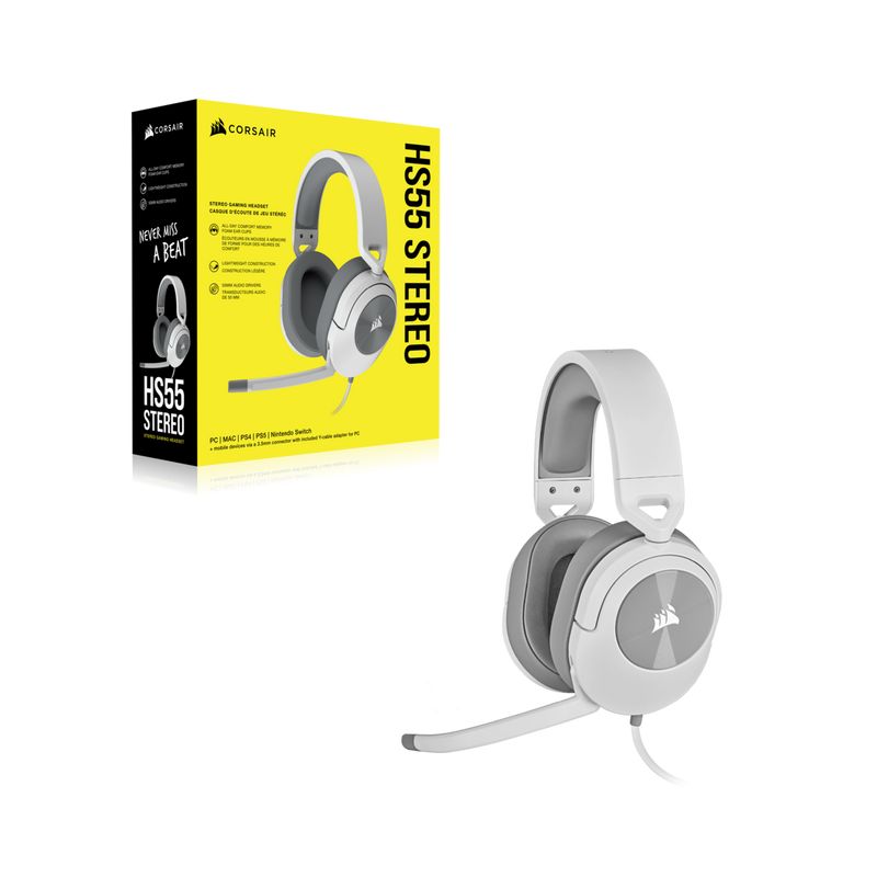 Corsair HS55 STEREO Headset Wired Head-band Gaming White