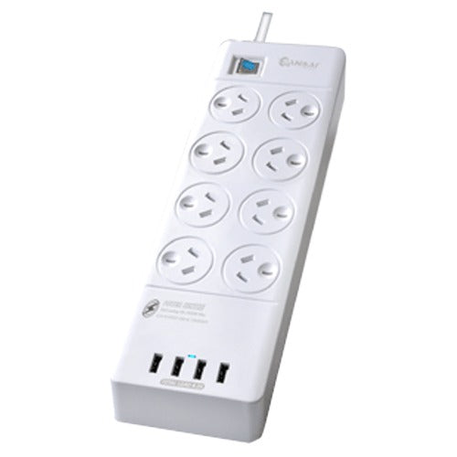 Sansai (PAD-4088H) 8 Outlets & 4 USB Outlets Surge Protected Powerboard