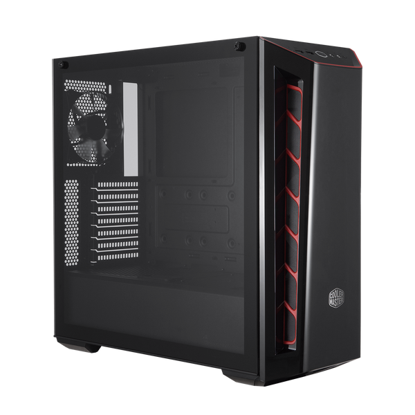 Cooler Master MCB-B520-KGNN-S00 MasterBox MB520 Black/Red ATX Case, Tempered Glass Side Window, NO PSU, 2x USB3.0, HD Audio, RGB Controller, 1x 120mm Black Fan pre-installed, DarkMirror Front Panel