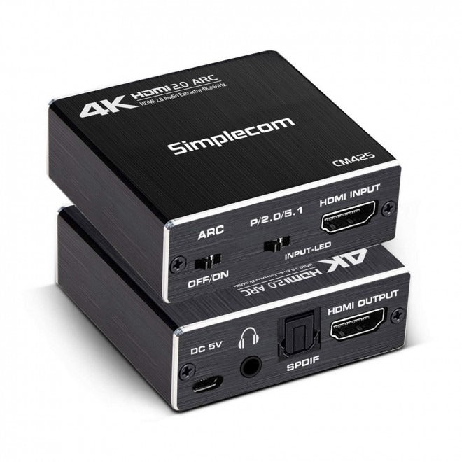 Simplecom CM425 HDMI 2.0 Audio Extractor Optical SPDIF + 3.5mm Stereo with ARC 4K@60Hz