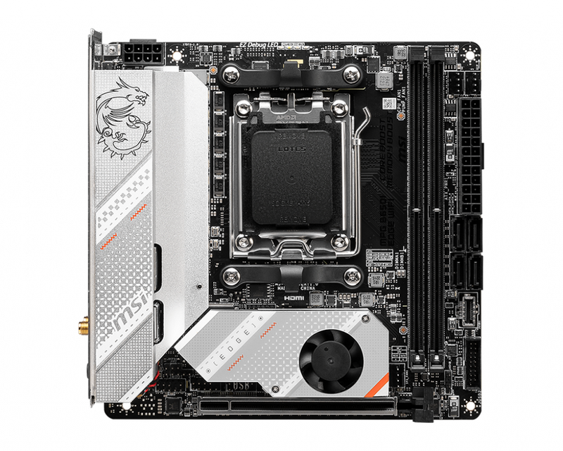 MSI MPG B650I EDGE WIFI AMD AM5 M-ITX Motherboard, 2x DDR5 ~64GB, 1x PCI-E x16, 2x M.2, 4x SATA, 2x USB2.0, 5x USB 3.2, 1x USB-C