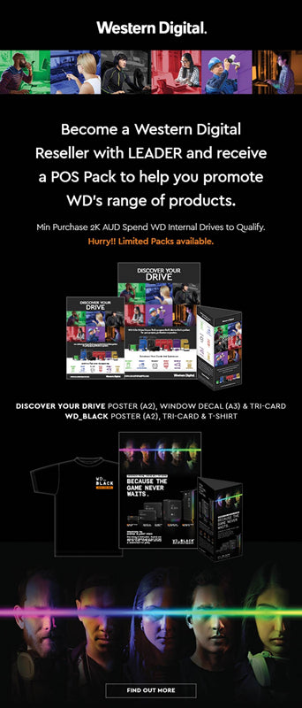 WESTERN DIGITAL Buy $200 Western Digital + Get 1x FREE WD Marketing Pack - T-Shirt, Your Drive A2 Poster, A3 Window Decal, Tri-Card, WD_Black A2 Poster