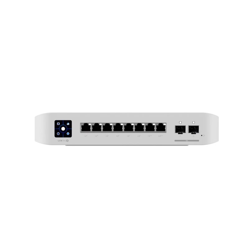 Ubiquiti UniFi Network, Switch, USW-Pro-8-POE, 8-Port, POE 120W, (6) GbE PoE+ Ports, (2) GbE PoE++ Ports, (2) 10G SFP+ Ports, Layer 3, Wall Mount