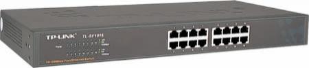 TP-Link TL-SF1016 16-port 10/100M Switch, 16 10/100M RJ45 ports, 1U 19-inch rack-mountable steel case