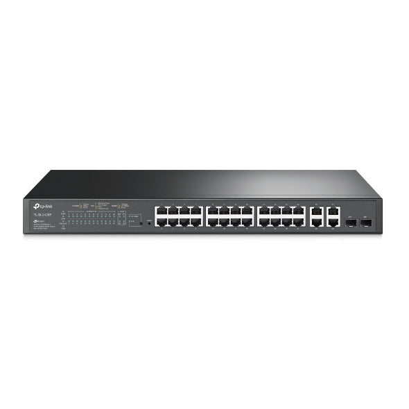 TP-Link TL-SL2428P JetStream 24-Port 10/100Mbps + 4-Port Gigabit Smart Switch with 24-Port PoE+