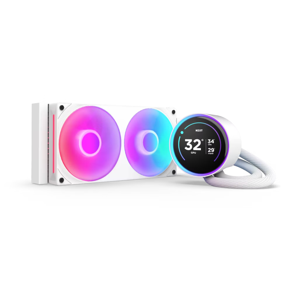 NZXT RL-KR24E-W2 Kraken Elite 240 RGB V2 - 240mm AIO liquid cooler w/ Display and RGB Core Fan - Single Frame (White)