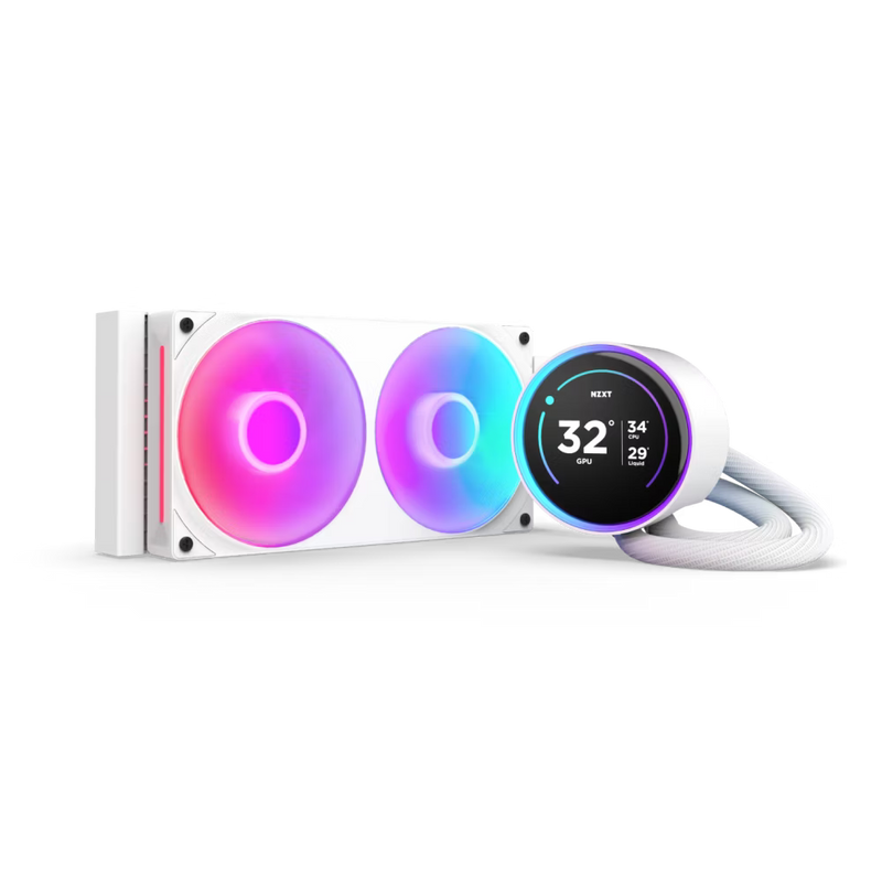 NZXT RL-KR24E-W2 Kraken Elite 240 RGB V2 - 240mm AIO liquid cooler w/ Display and RGB Core Fan - Single Frame (White)