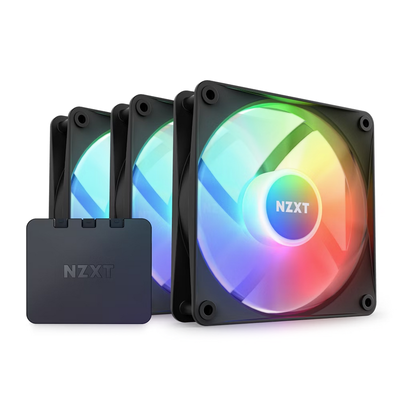 NZXT RF-C12TF-B1 F120RGB Core - 120mm Hub-mounted RGB Fan - Triple Pack (Black) w/RGB Controller