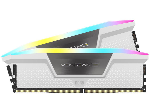 Corsair CMH32GX5M2E6000C36W VENGEANCE RGB 32GB (2x16GB) DDR5 DRAM 6000MT/s CL36 Memory Kit — White