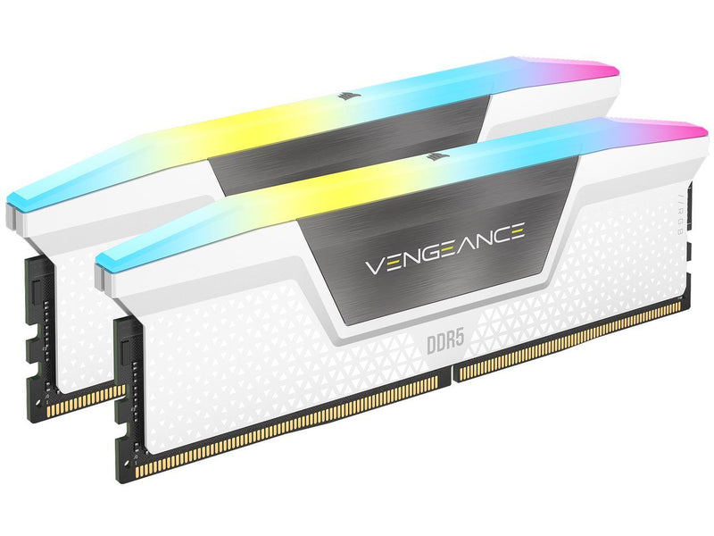Corsair CMH32GX5M2E6000C36W VENGEANCE RGB 32GB (2x16GB) DDR5 DRAM 6000MT/s CL36 Memory Kit — White