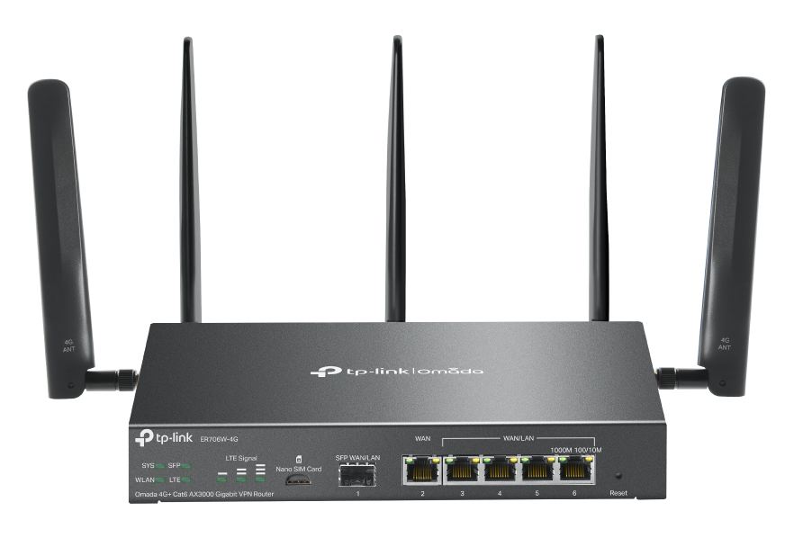 Router VPN Gigabit Omada 4G+ Cat6 AX3000 TP-Link ER706W-4G