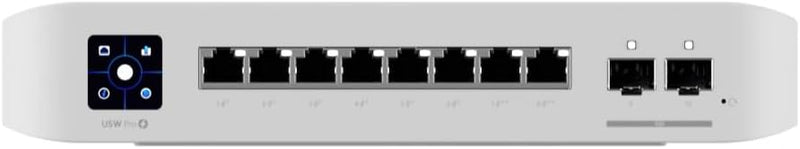 Ubiquiti UniFi Network, Switch, USW-Pro-8-POE, 8-Port, POE 120W, (6) GbE PoE+ Ports, (2) GbE PoE++ Ports, (2) 10G SFP+ Ports, Layer 3, Wall Mount