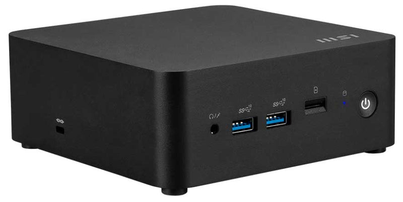 MSI Cubi NUC 1M-001BAU Cubi NUC Barebone Mini PC. Black, Core 7 150U/Up to DDR5/2*M.2/2*HDMI/2*TBT/2*LAN/Wifi6/Card Reader/Switch Cable/3Y