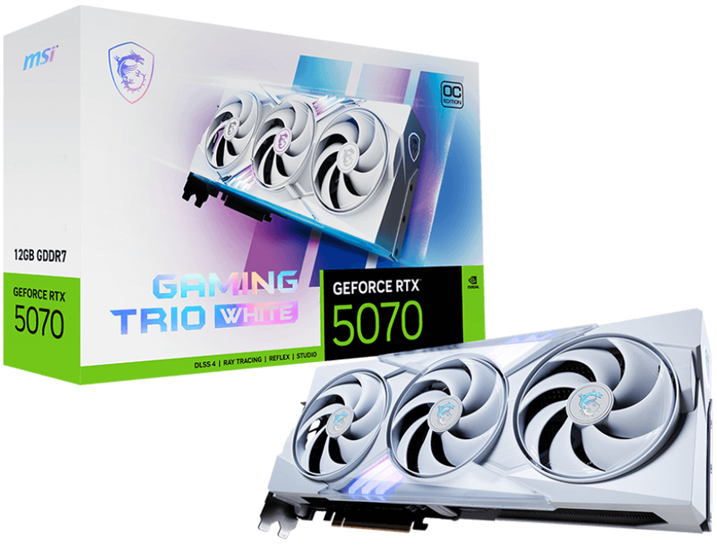 MSI GeForce RTX 5070 12G GAMING TRIO OC WHITE Gaming Graphics Card. White