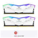 Team FF4D532G6000HC38JDC01 T-Force DELTA RGB DDR5 600Mhz 32GB Kit(2*16GB) Desktop Memory. White