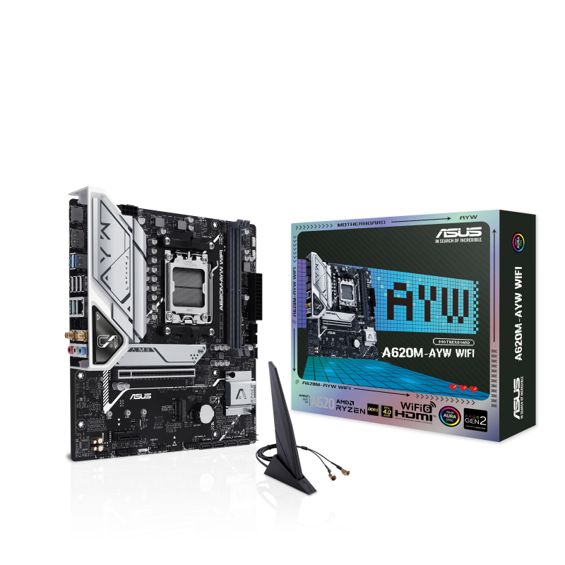 Asus A620M-AYW WIFI AMD A620 AM5 Micro ATX Motherboard.