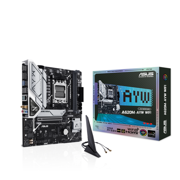 Asus A620M-AYW WIFI AMD A620 AM5 Micro ATX Motherboard.