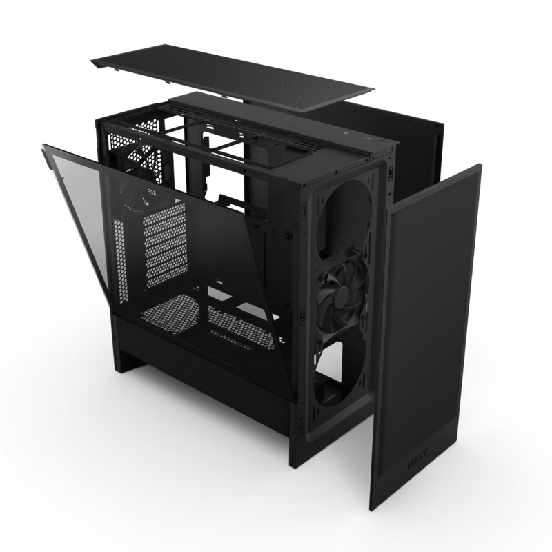 NZXT CC-H52FB-01 H5 FLOW 2024 ATX MID TOWER CASE. 2*120mm Case Fans included, Black