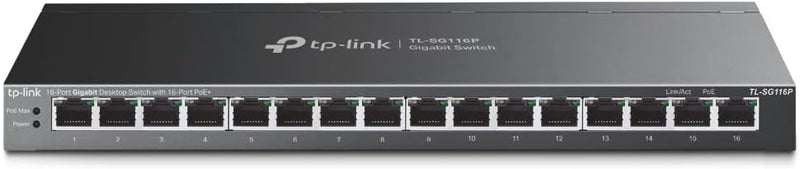 TP-LINK TL-SG116P 16-Port Gigabit Desktop Switch with 16-Port PoE+