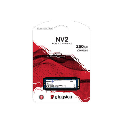 Kingston SNV2S/250G NV2 250GB M.2 NVMe PCIe Gen4 SSD. Up to 3,500MB/s read, 2,100MB/s write