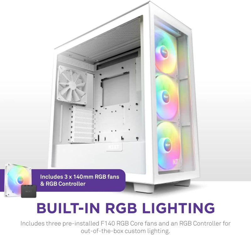NZXT CM-H71EW-02 2023 V2 H SERIES H7 ELITE 2023 V2 EDITION ATX MID TOWER CASE. ALL WHITE