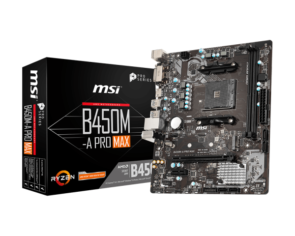 MSI B450M-A Pro Max motherboard Socket AM4 Micro-ATX AMD B450 B450-A PRO MAX