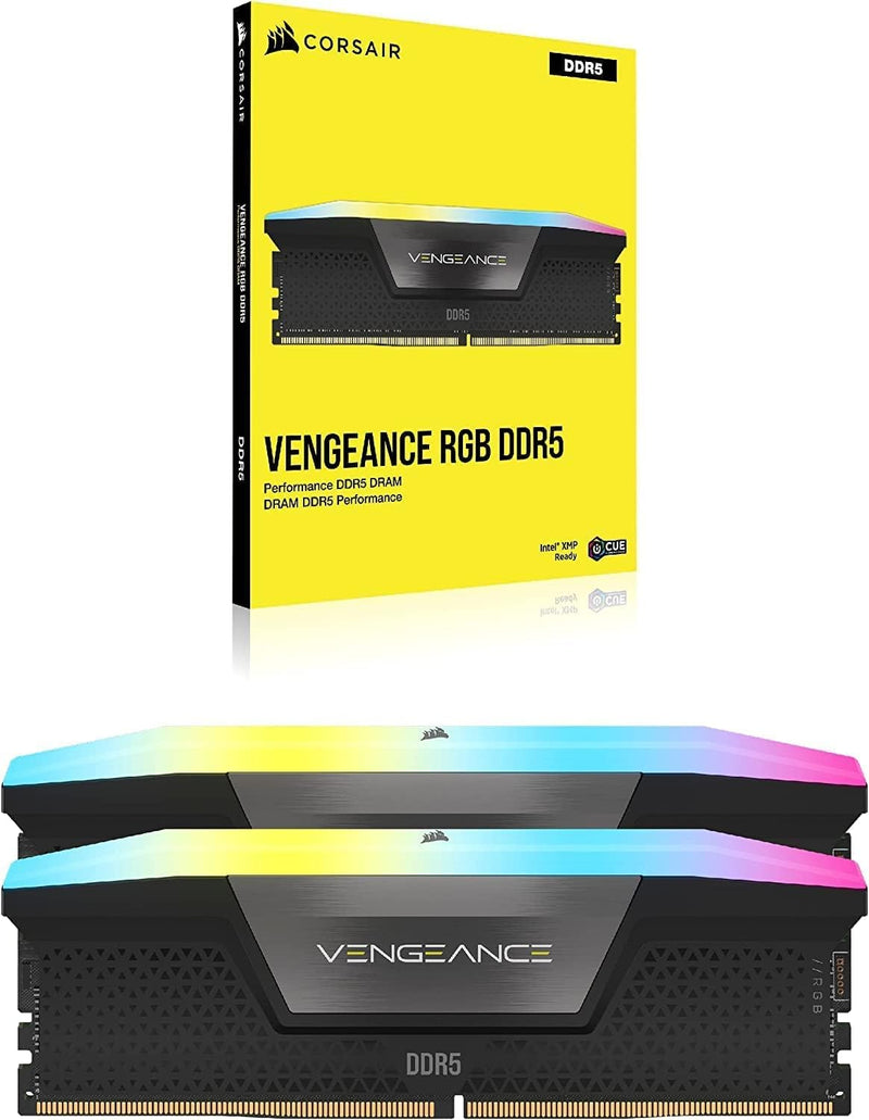 Corsair CMH64GX5M2B6400C32 VENGEANCE® RGB 64GB (2x32GB) DDR5 DRAM 6400MT/s CL32 Memory Kit — Black