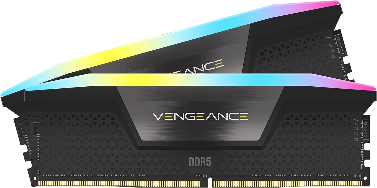 Corsair CMH32GX5M2E6000C36 VENGEANCE RGB 32GB (2x16GB) DDR5 DRAM 6000MT/s CL36 Memory Kit — Black