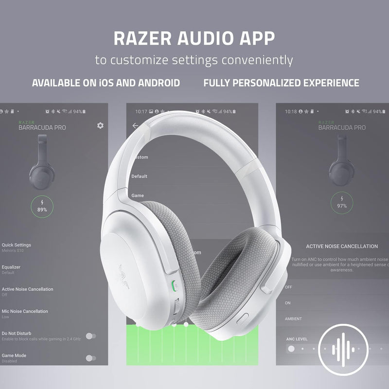 Razer RZ04-03790200-R3M1 Barracuda - Wireless Multi-platform Gaming and Mobile Headset - Mercury White - FRML Packaging