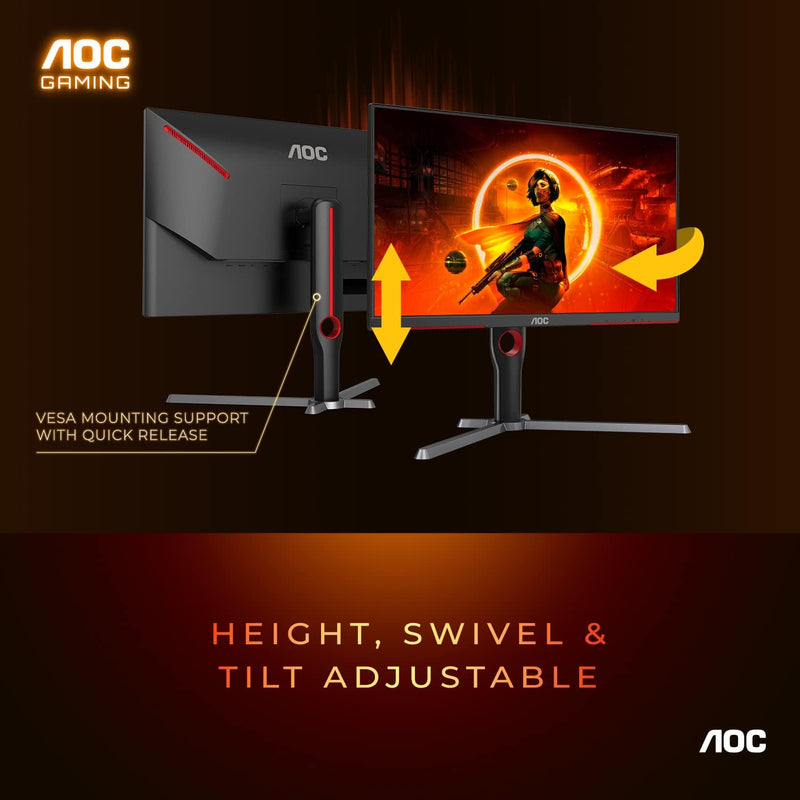  AOC CQ27G3Z 27 Curved Gaming Monitor, QHD 2K 2560x1440, 1000R  VA, 240Hz 0.5ms, FreeSync Premium, Height Adjustable Stand, Xbox PS5  Switch, 3-Year Zero-Bright-dot,Black : Electronics