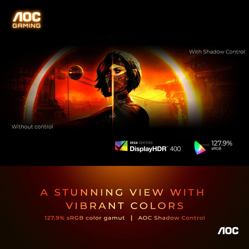 AOC U27G3X 27" 4K Gaming Monitor. 3840 × 2160 (UHD) 160Hz 1ms AdaptiveSync Fast IPS Display HDR 400