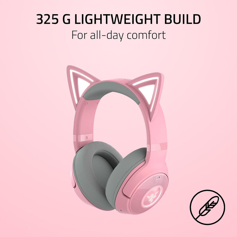 Razer RZ04-04860100-R3M1 Kraken Kitty V2 BT - Quartz Edition - Wireless Bluetooth RGB Headset with Kitty Ears - FRML Packaging