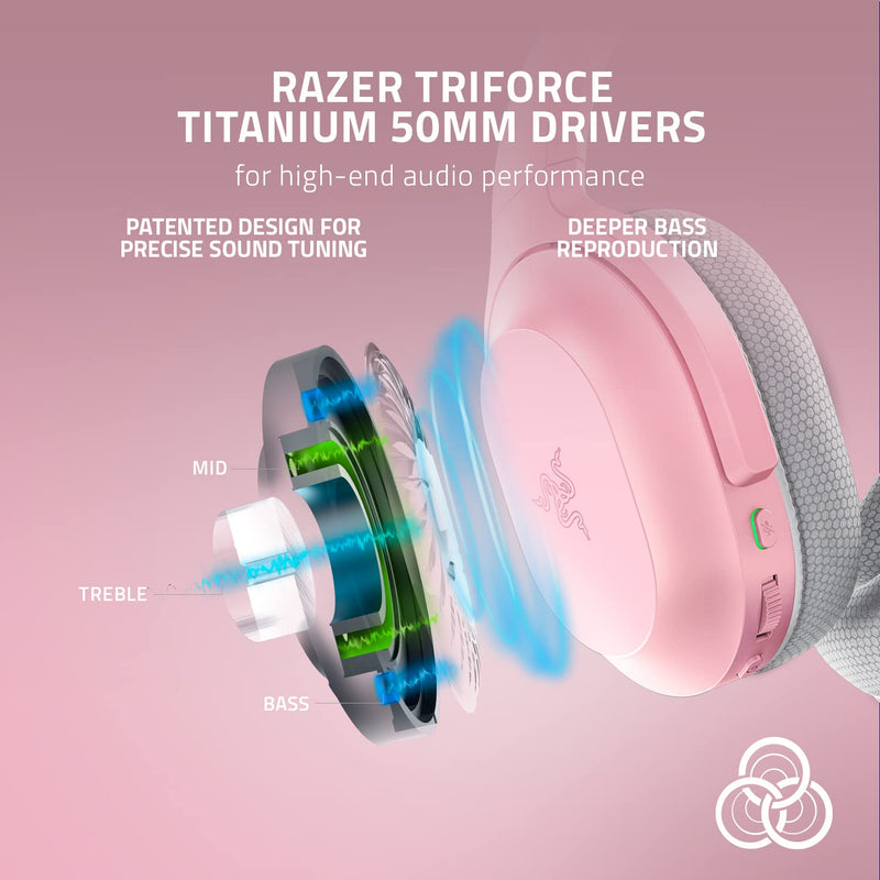 Razer RZ04-03790300-R3M1 Barracuda - Wireless Multi-platform Gaming and Mobile Headset - Quartz Pink - FRML Packaging